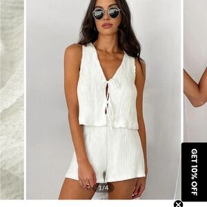 White Sleeveless Top and Shorts Set